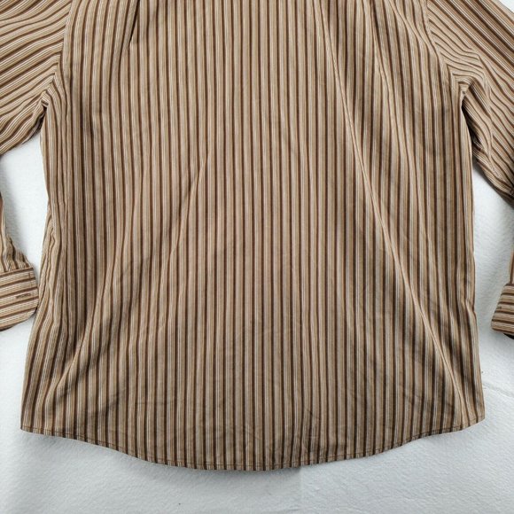 Dockers Shirt Men's Long Sleeve Striped Casual Button Up Collared Brown XL - Picture 8 of 11